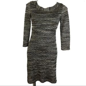 Papillon Blanc brown blue knit dress scoop neckline size small